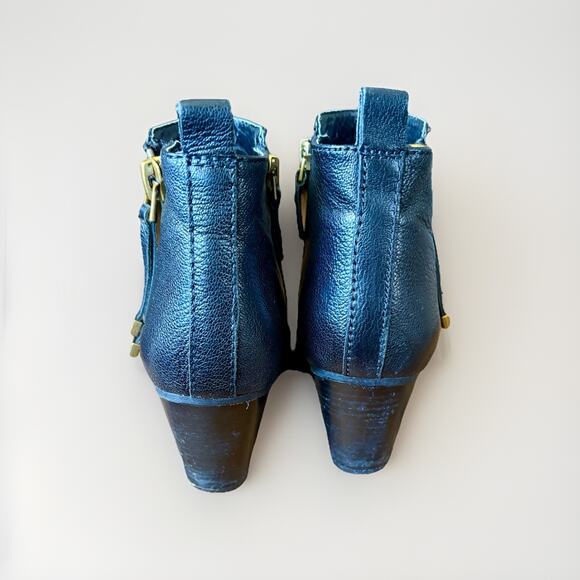 BLK LTR Franco Sarto Ankle Zip Booties Classic Western Moto Grunge Punk Goth 7.5 - Picture 8 of 16